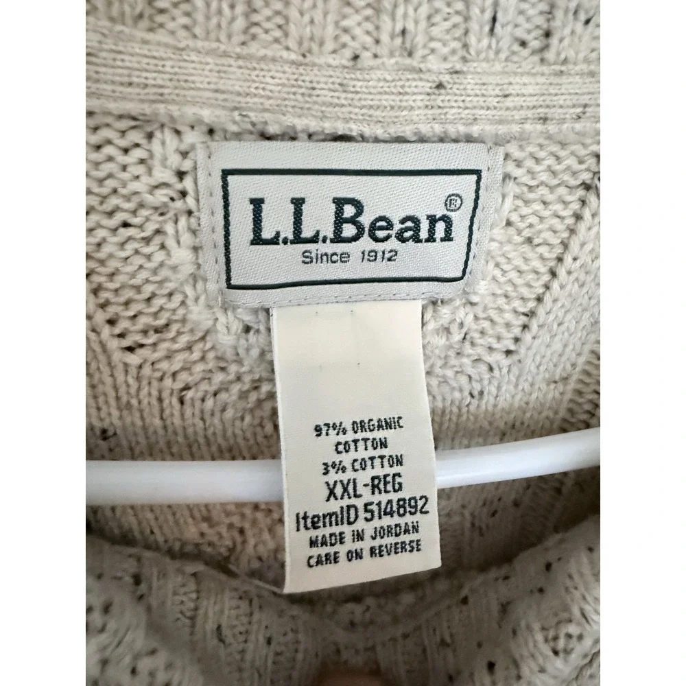LL Bean Signature Cotton Fisherman Sweater Men's XXL 2XL Cable Knit Outdoor